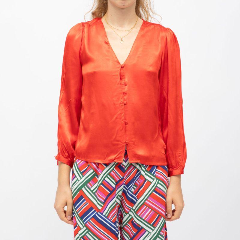 Blouse col v effet satin bianca légère Femme LA PETITE ETOILE