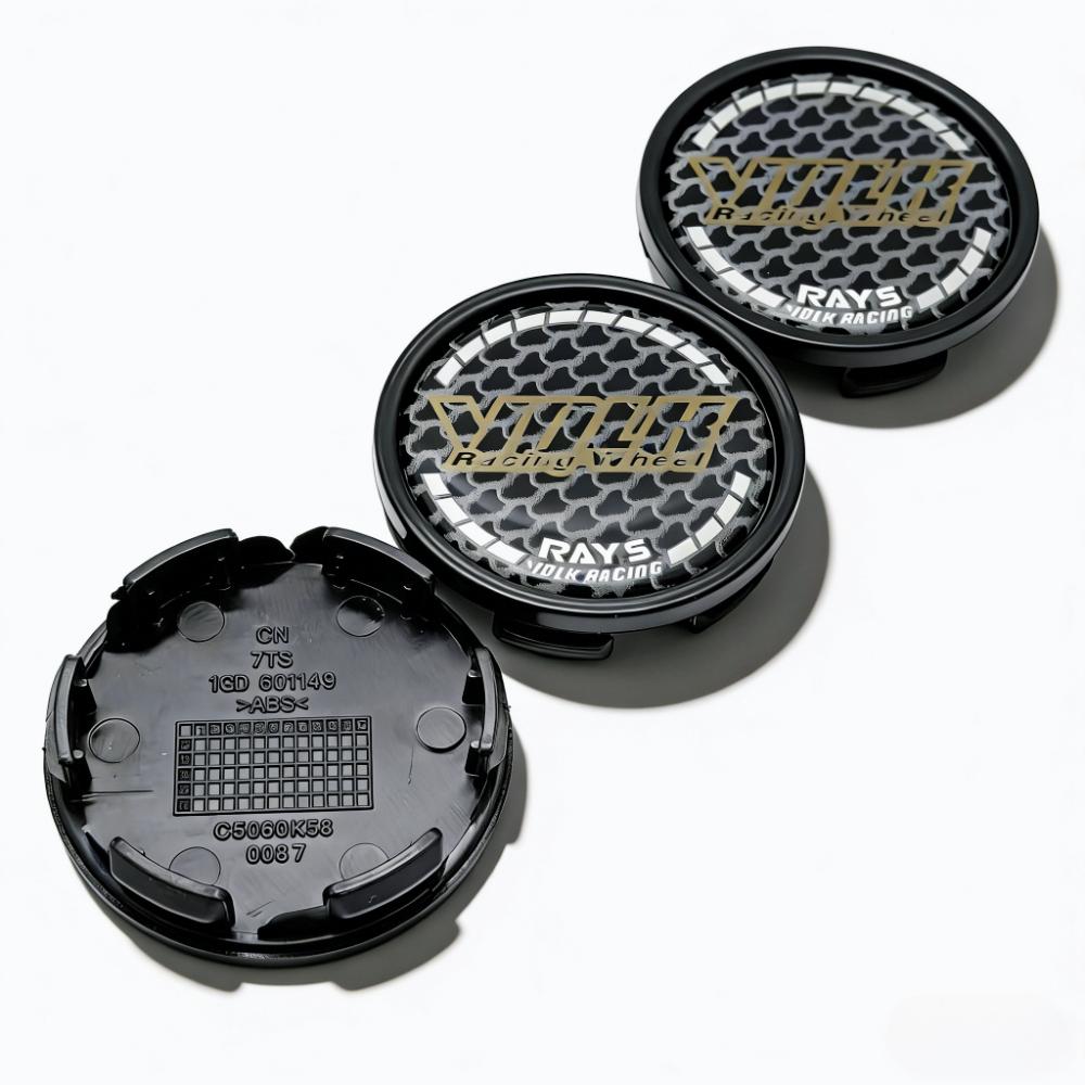 4pcs 58mm 53mm Volk Rays Logo Emblem Car Wheel Center Caps Wheel Hubcap Rim Center Dust Cover Carbon Fibre Badge Hub Accessories