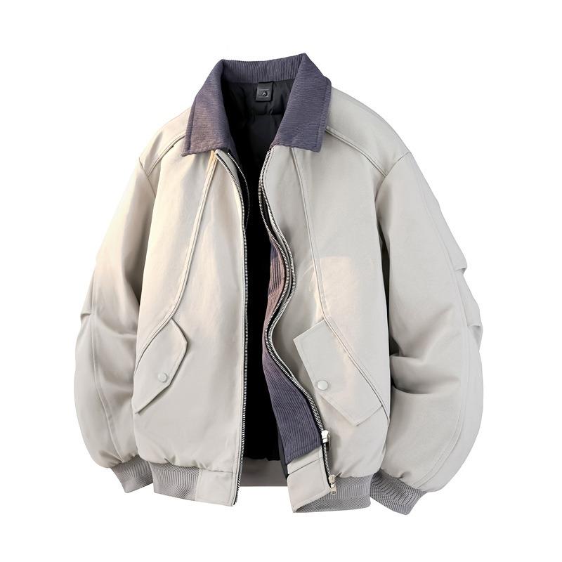 

% White Duck Down Fake Two-piece Down Jacket Men s Winter New Loose Lapel Casual Jacket Men s 4XL