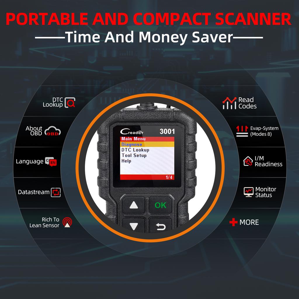 US EU Warehouse LAUNCH X431 Creader 3001 Car Code Reader Engine Fault Clean for OBD2 OBDII Vehicles