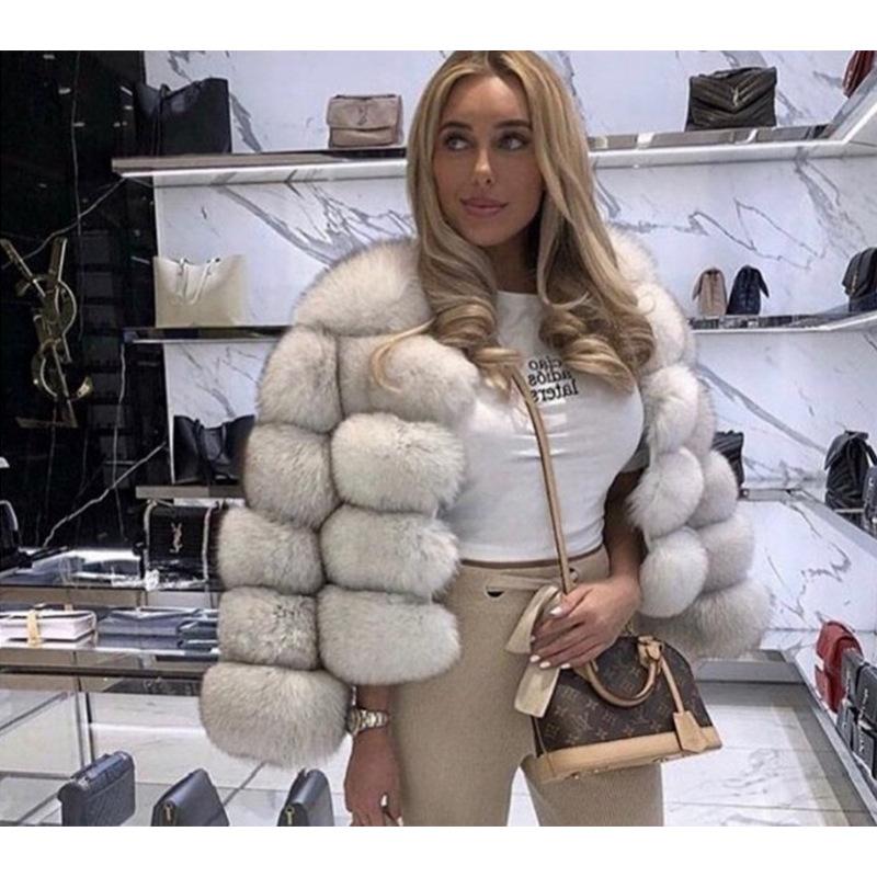 Fur European And American Imitation Fox Fur Imitation Fur Jacket Women'S Short Long-Sleeved Fur Artificial Fur, Fur Women