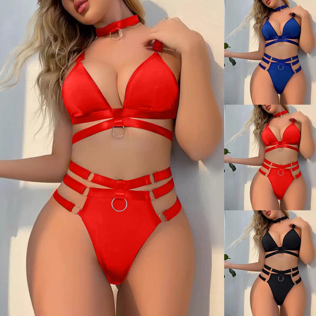 Women's Fashion, Sexy Lacquer Leather Hanging Strap, Fun Underwear Set