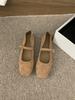 Suede Lazy One-word Strap Single Shoes Female 2025 Spring Grandma Shoes Female Flat-bottomed Pregnant Woman Fairy Wind Shallow Mouth Mary Jane Shoes