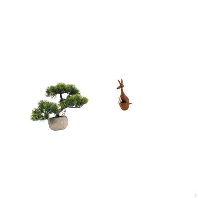 Artificial Bonsai Tree Statue Greenery Faux Plant Animal Figurine Decorative Party Favor Wood