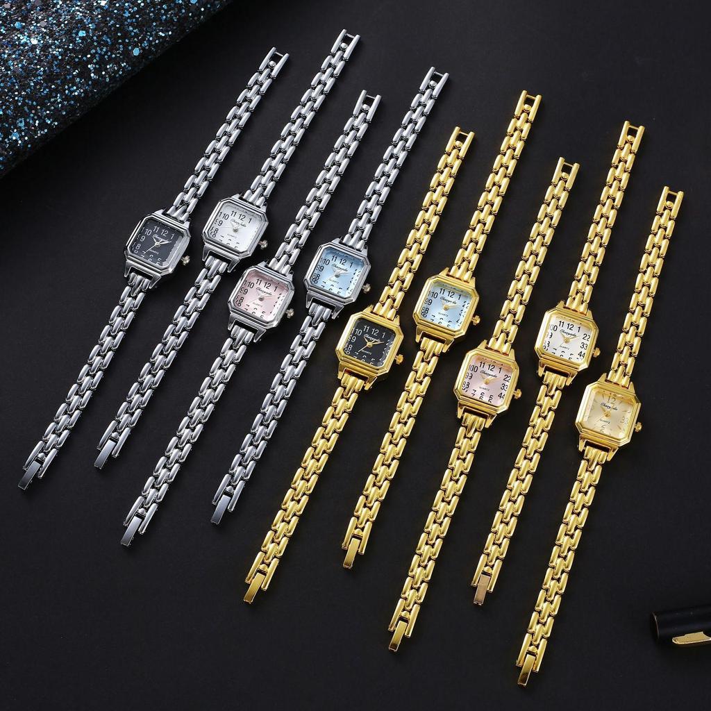 Luxus Damenuhren Golden Mode Lässig Quadratisches Kleines Zifferblatt Damenkleid Quarz Uhr Elegant Mädchen Armbanduhr