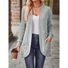 Solid Color Ribbed Brushed Knit Cardigan, Spliced Long Sleeve Casual Coat Japanese Korean Style