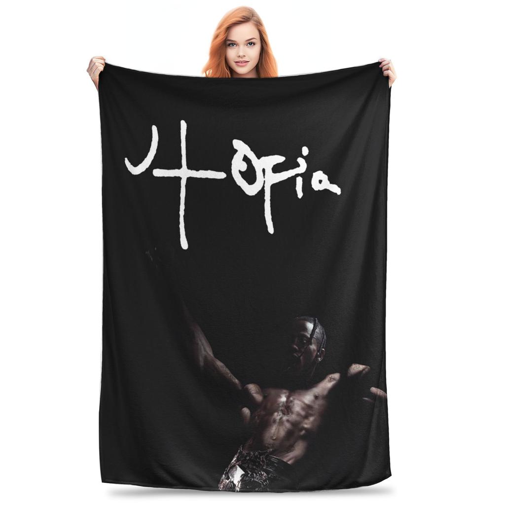 Travis Utopia Scotts Rapper Hip Hop Decken Atmungsaktives Fleece Weiche Überwurfdecke für Sofa Bettwäsche Reise-Überwürfe Tagesdecke Steppdecke
