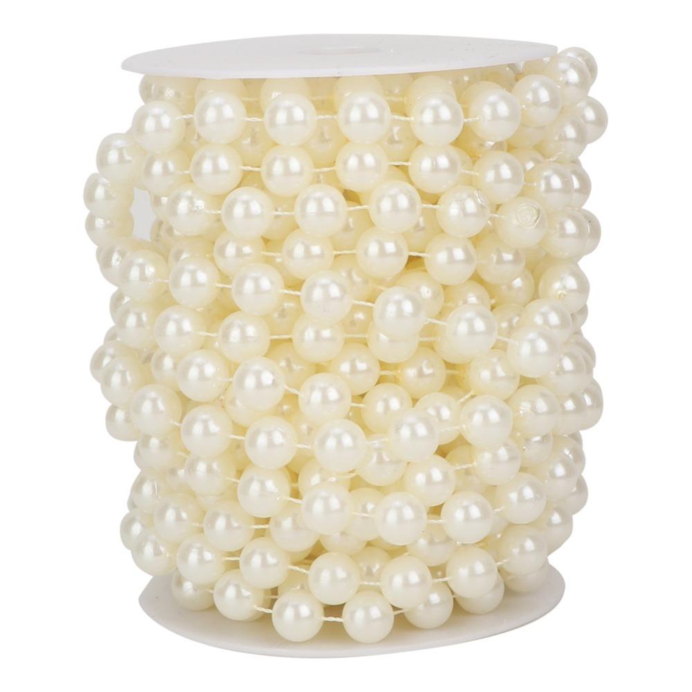 White Pearl Connecting Beads Beige Faux Pearl Garland Imitation Pearl Garland Home Decoration бежевый