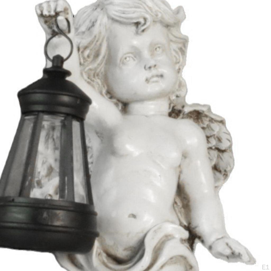 Andělská socha se solární lucernou Zahradní umělecká socha Dekorativní sbírky Zahradní dekorace Pryskyřice