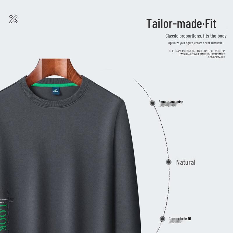 Men's Round Neck Long-Sleeve T-Shirt with Silk & Cotton Blend