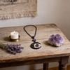 Gothic Style Natural Amethyst Moon Goddess Pendant Necklace For Women