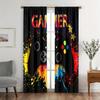 2 Panels Gamer Curtains for Bedroom Rod Pocket Video Game Gaming Graffiti Gamepad Controller for Residential Space Space Decor Window