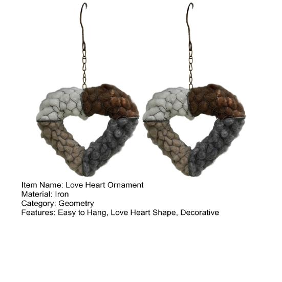 1/2Pcs Handmade Bird Nesting Heart Ornament with Hook Weather-proof Outdoor Garden Yard Balcony Fiber Love Heart Shape Bird Nesting Decoration