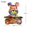 Trendy Colorful Graffiti Bear Abstract Resin Storage Statue Cute Doodle Animal Organizer Desk Holder for Home Office Ornaments