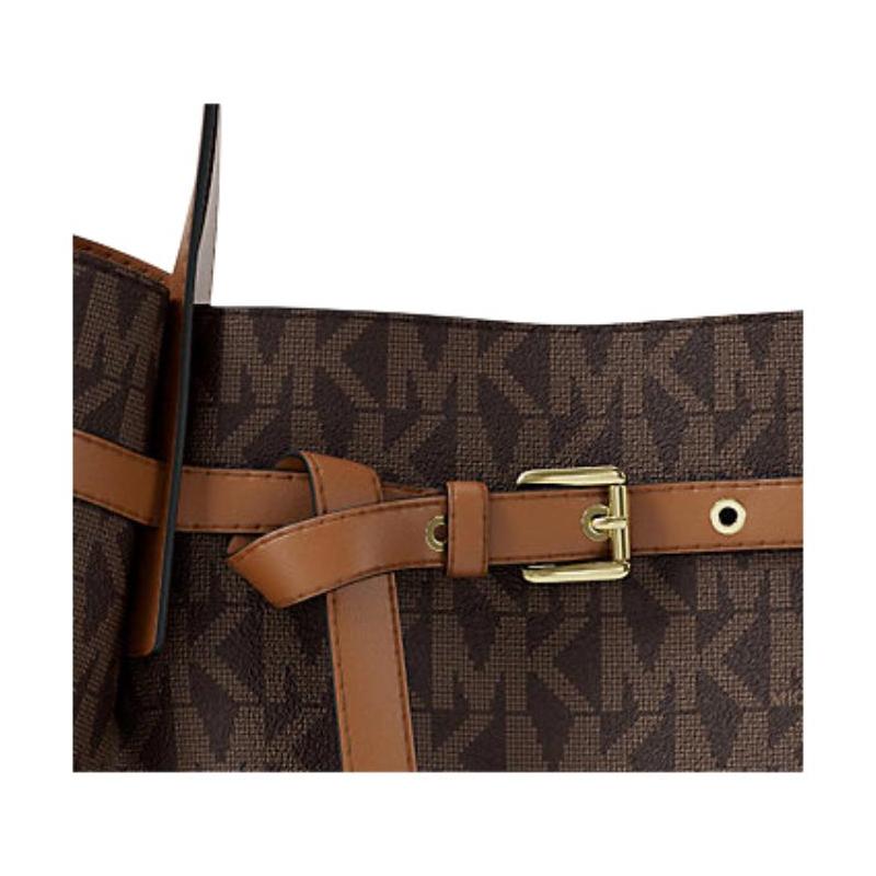 Michael Kors Emilia Classic Fashion Versatile Simple Commuting Practical Tote Bag Polyester Shoulder Bag Large Size Women's Brown