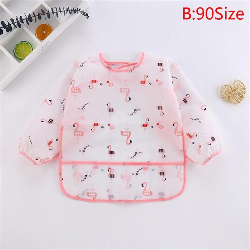 Baby Kids Toddler Long Sleeve Waterproof Art Smock Feeding Bib Apron Pocket
