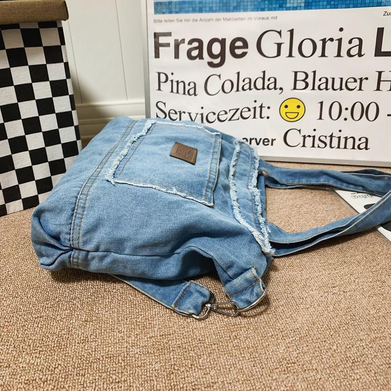 Vintage τζιν τσάντα ώμου Γυναικεία τσάντα μεγάλης χωρητικότητας πάνινη