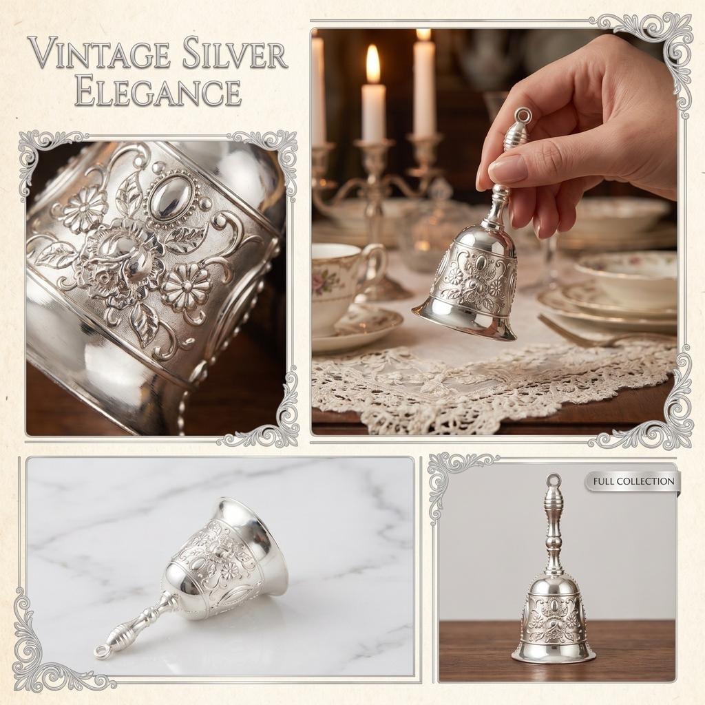 Hand-Cranked Engraved Service Bell - Vintage Bell for Dining, Weddings and Holiday Gifts