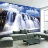 3d Mural Flowing Waterfall Wallpaper Blue Sky And White Clouds Fresh Nature Wallpaper For Living Room Home Decor