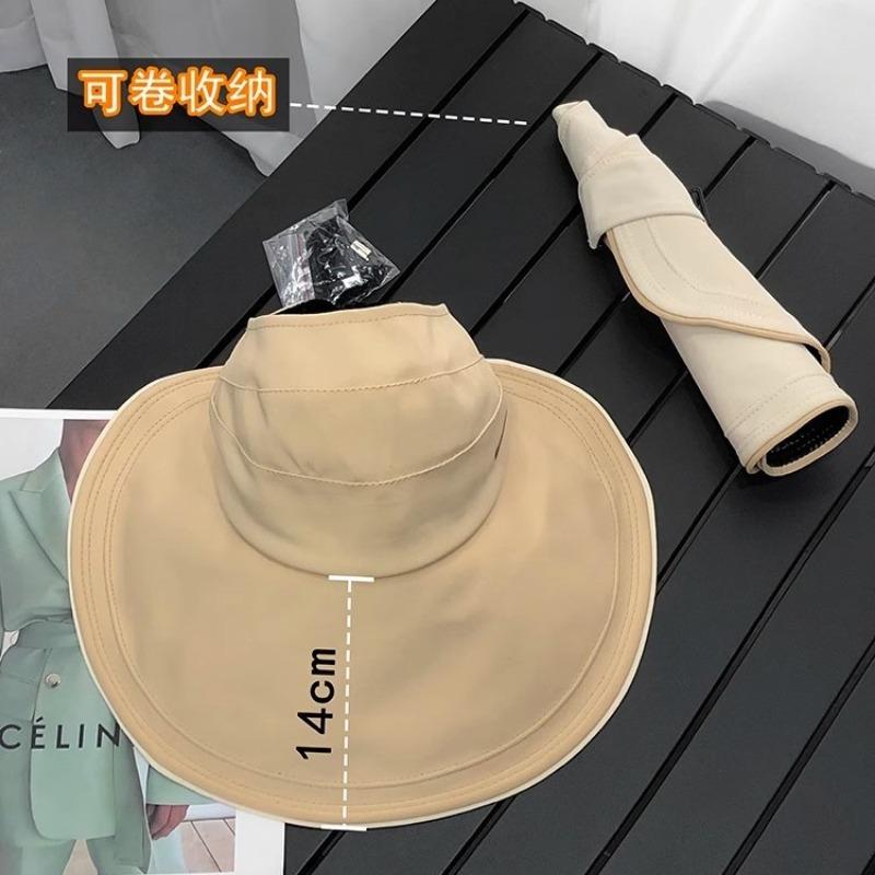New summer sunscreen hat women's foldable sunshade bucket hat cycling anti-purple line empty top sun hat