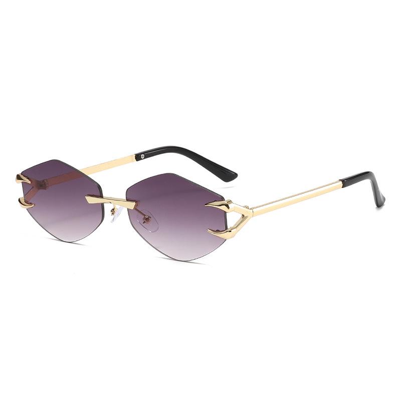Frameless Hexagonal Sunglasses For Women Street Style Unique Metal Fashion Sunglasses Style 1