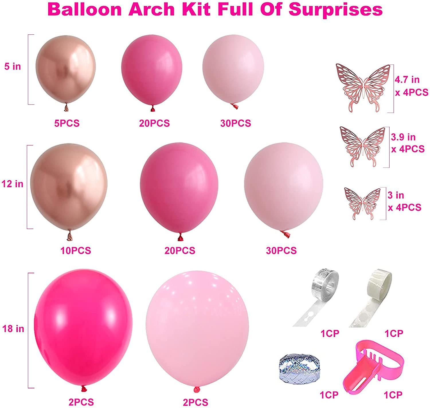 

Pink Rose Red Rose Gold Butterfly Fairy Balloon Baby Shower Birthday Party Arrangement Balloon Chain Decorations Rose Gold Butterfly Balloon Chain