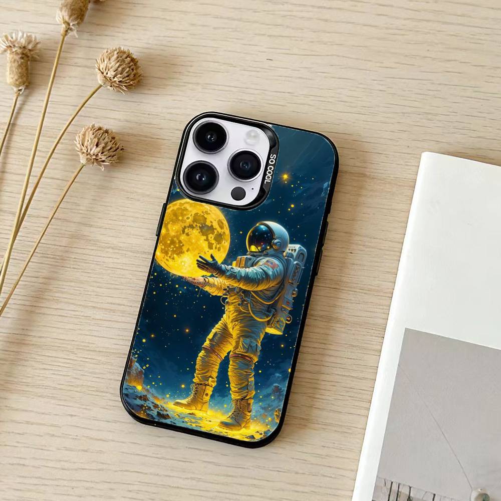 Lovely A-Astronaut Phone Case For iPhone 17,16,15,14,13,12,11,Pro Max,Plus Candy Silver Cover iPhone14Pro