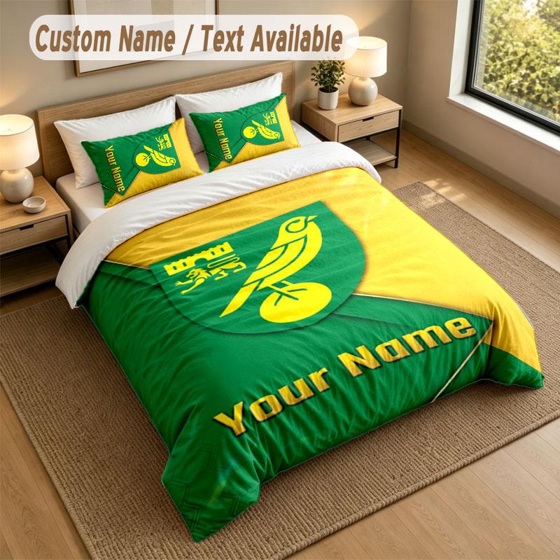 Bedding Set 1 Duvet Cover 2 Pillowcases Norwich City Print Soft Bed Linen Bedroom Decor