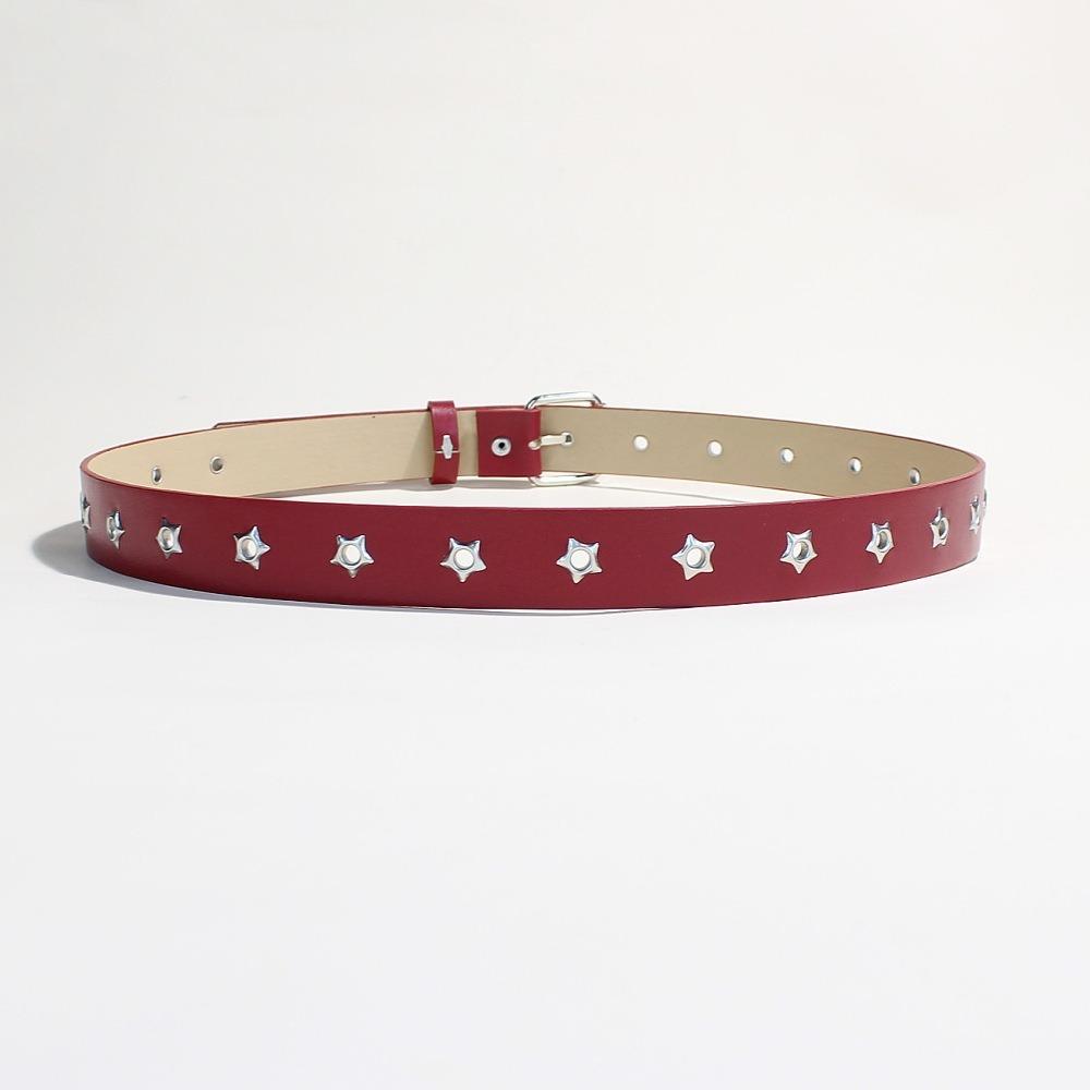 Fashion Punk Women's Belt Star Hollow Eyelet Korean Style Metal Buckle Waistband Versatile Casual Waist Strap Jeans Decor