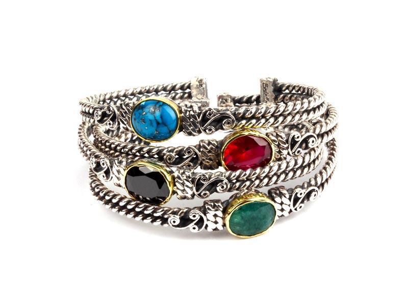 Bebello [Bs-304] 925 Silver Onyx Bangle Bracelet