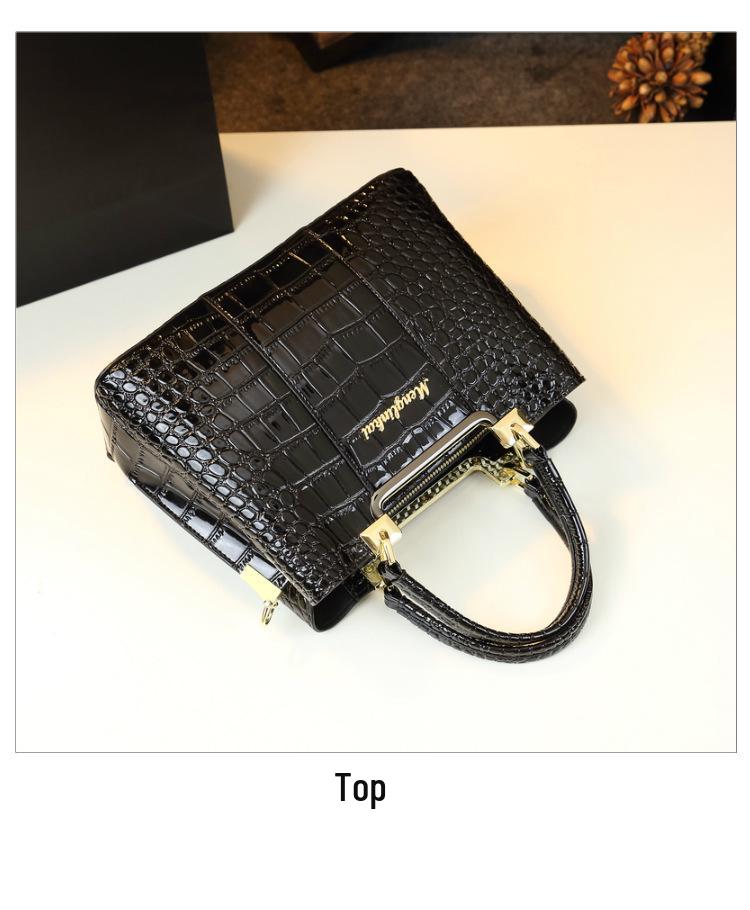Summer 2024 Shiny Crocodile Pattern Women's Handbag - Light Luxury Style for Middle-Aged Moms