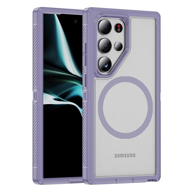2 In 1 Heavy Duty Armor Magnetic Charging Phone Case for Samsung Galaxy S24 S23 S22 Ultra Plus Fe Magsafe Shockproof Hard Cover