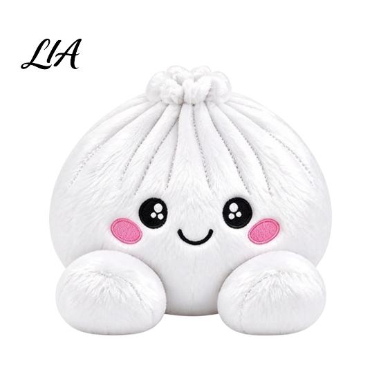 Plush Dumpling with Legs Stress Relief Toy Steamer, Stuffed Smiling Reducing Desk Accessories Squeeze Toy, Cartoon Plushie for Kids Adults Desktop