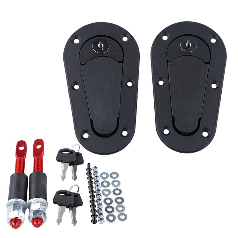 2Pcs Universal Racing Car Hood Pin Engine Bonnet Latch Lock Mount Kit With/without Lock Key Car Accessorie Black / Carbon