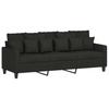 Vidaxl 3-Seater Sofa With Footstool, Black, 180 Cm, Fabric
