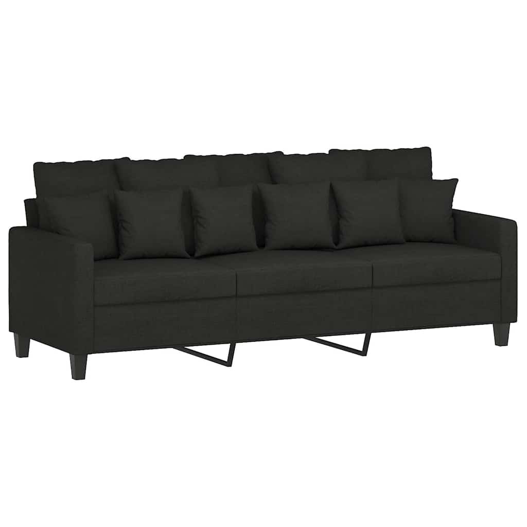 Vidaxl 3-Seater Sofa With Footstool, Black, 180 Cm, Fabric