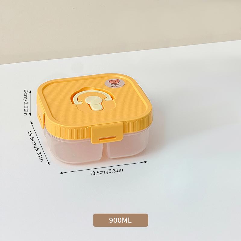 2/3 Compartment Fruit Food Container Kids Students Reusable Square Plastic Bento Lunch Box Microwave Heatable For School Picnic