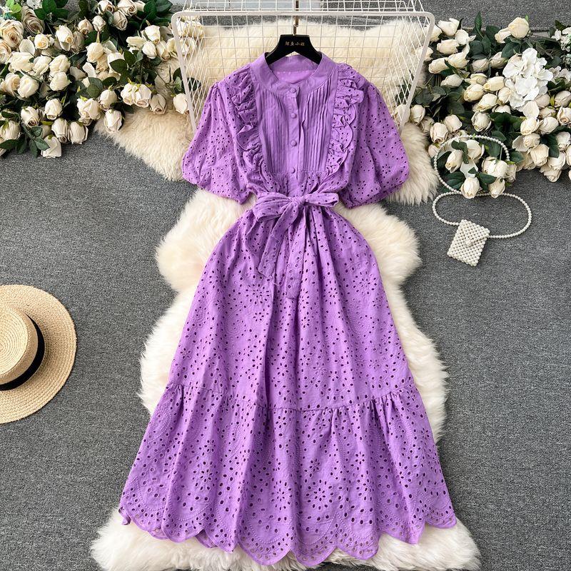 Age-Reducing Spring and Summer New Arrival Machine Embroidery Silm Dress