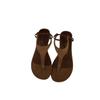 Flat-bottomed retro vacation wind pinch sandals fairy shoes 2025 new summer black versatile beach Roman shoes