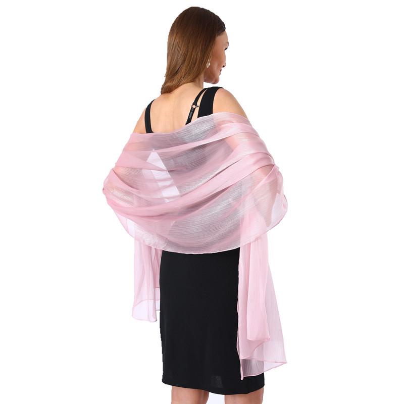 Banquet Evening Gown with Pearlescent Gauze Shawl for Brides, Bridesmaids, and Mothers