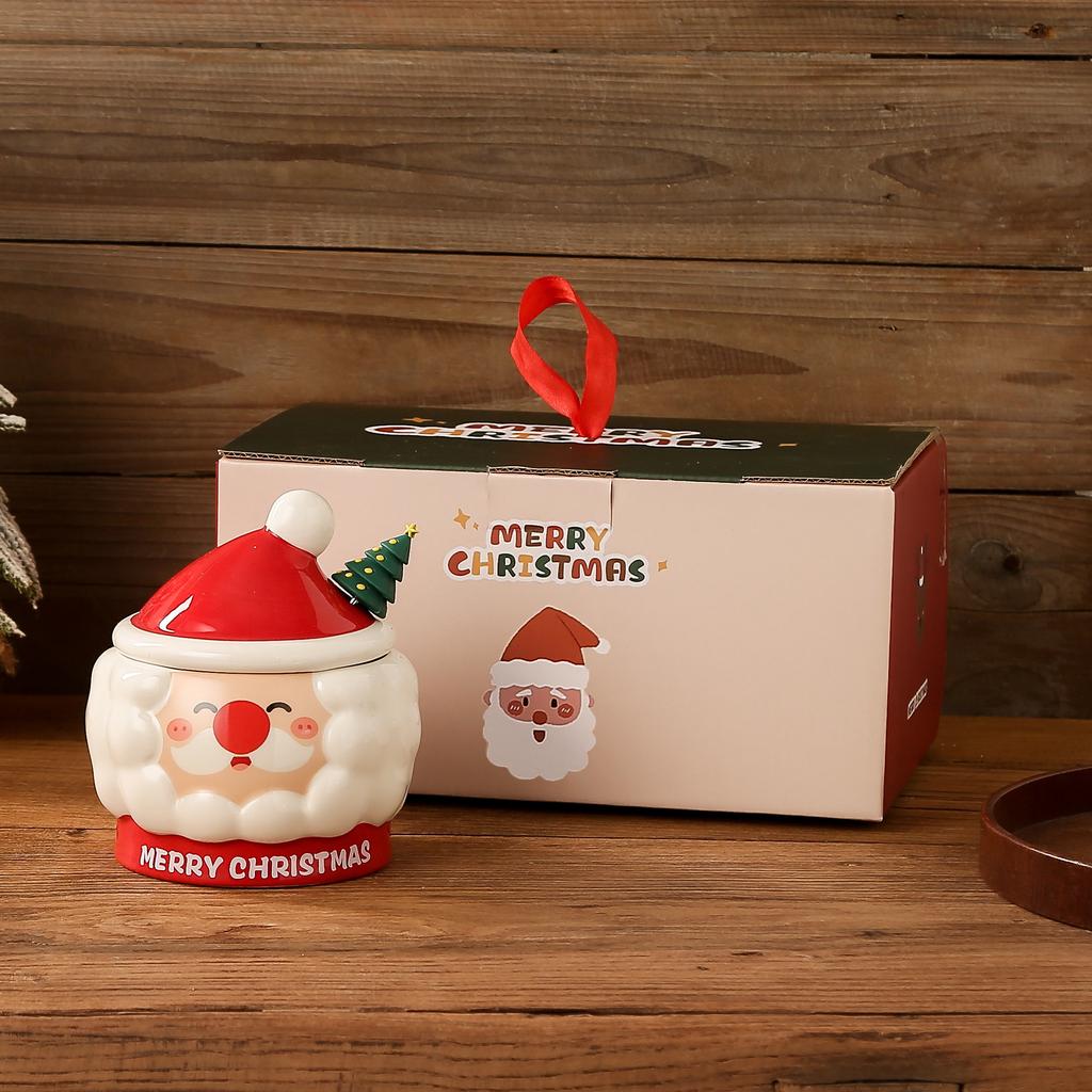 Christmas gift mug Santa cup ceramic water cup with lid high value gift for girls
