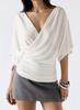 European and American new cross V-neck top, waist minimalist solid color short light commuter and thin bottoming shirt