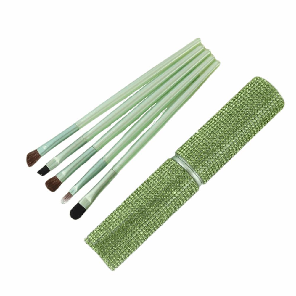 Bling Rhinestone Eyeshadow Brush Set Mini Eye Makeup Brushes Set Precision Eye Makeup зелёный