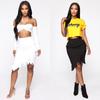 Summer Women's Ripped Denim Hip-Hugging Midi Skirt