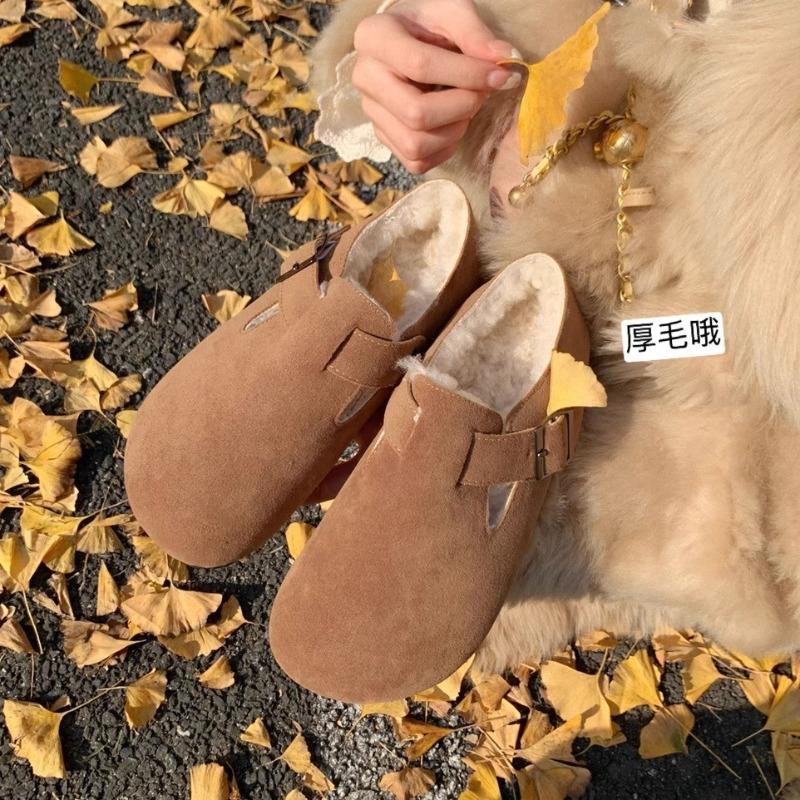 Sheepskin version~ cork thick-soled leather half-slippers for women to wear outside in summer, baotou muffin, cool slippers, half-tray shoes