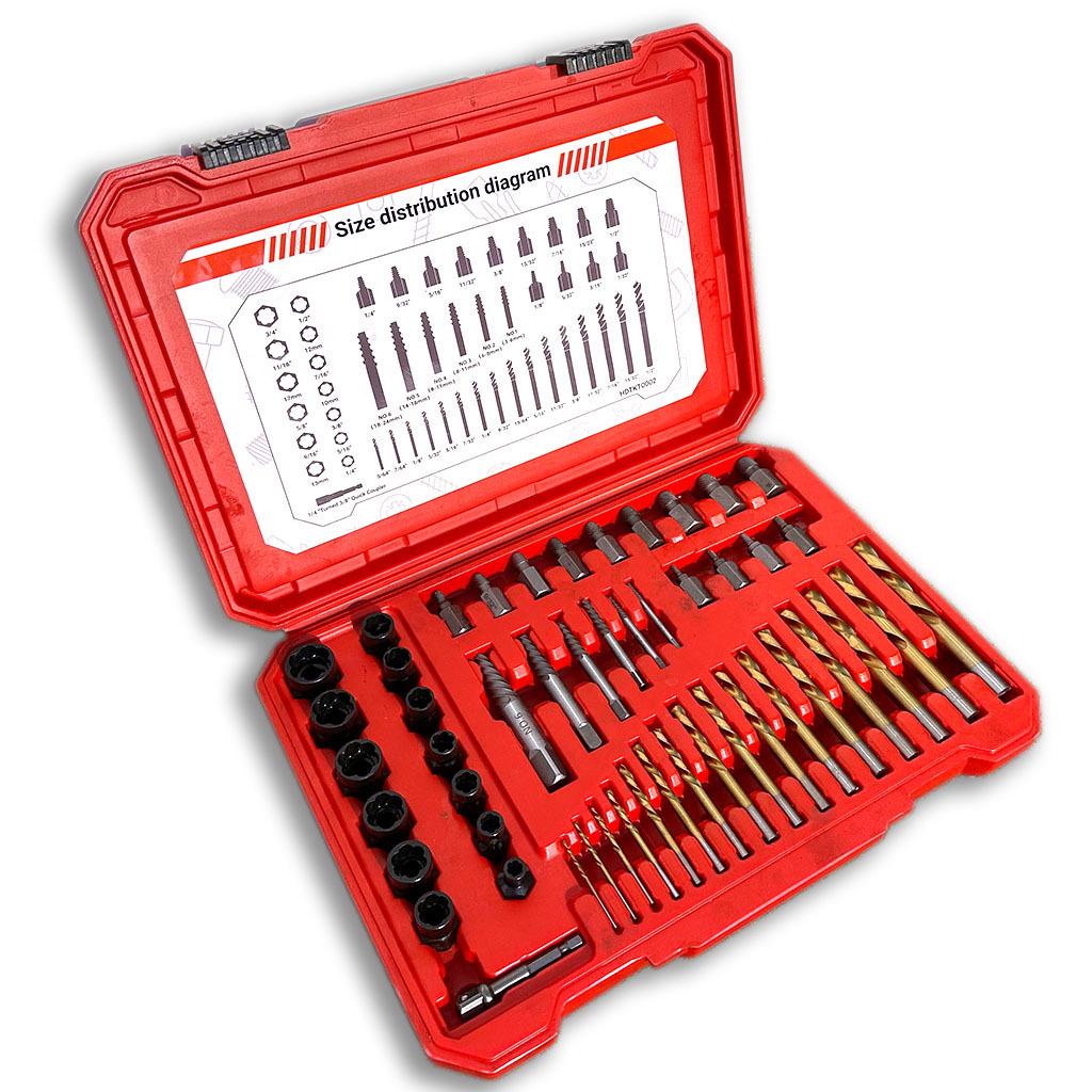 High Torque Wear-Resistant Reverse Thread Nut Extractor Set for Rusted or Damaged Nuts