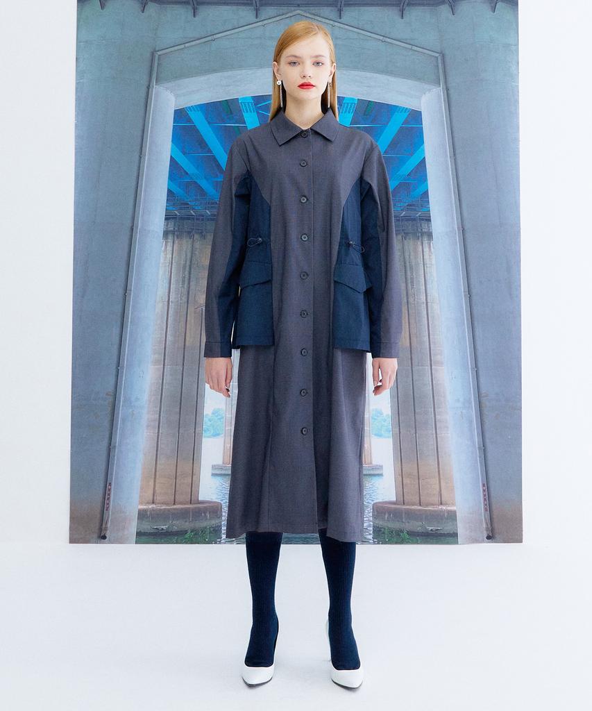 THE STUDIO K String Shirt Dress_Navy