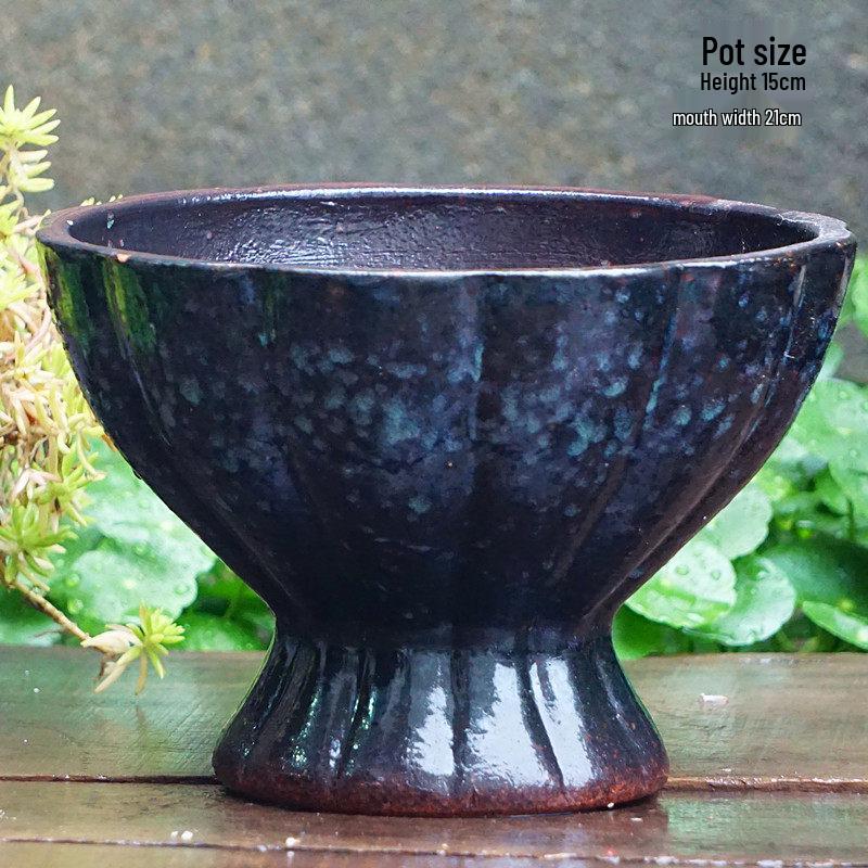 Personalized Large Ceramic Succulent Flower Pot with Wide Caliber - Free Shipping