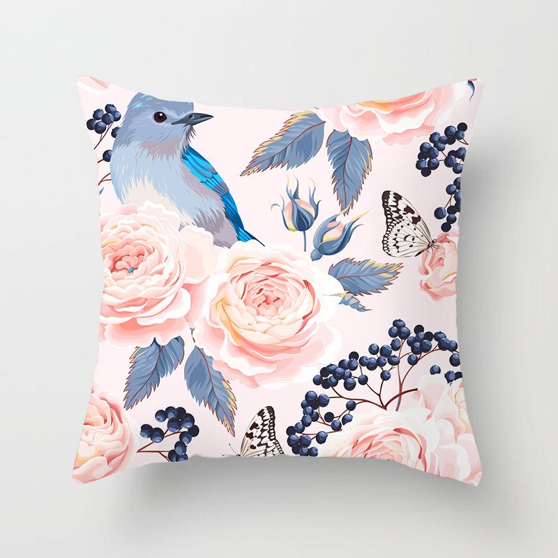 Nordic Style Spring Flower Print Pillowcase Living Room Office Sofa Cushion Cover Home Decor Pillowcase