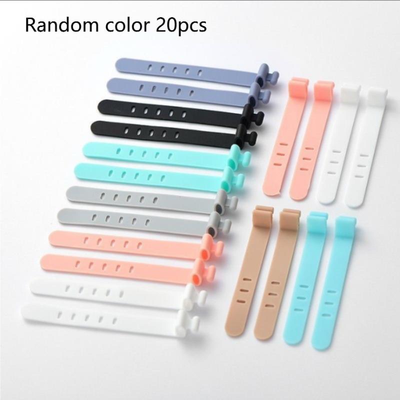 Silicone Cable Winder Organizer 20pcs Reusable Cord Management Straps Charging Wire Tie Arranger for Desk Home